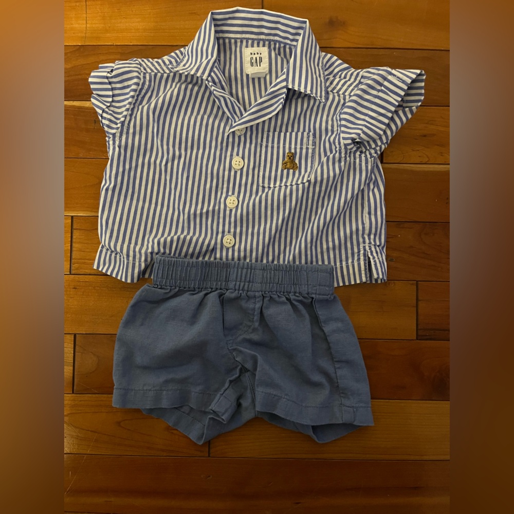GAP Blue Striped Kids Shirt and Shorts Set